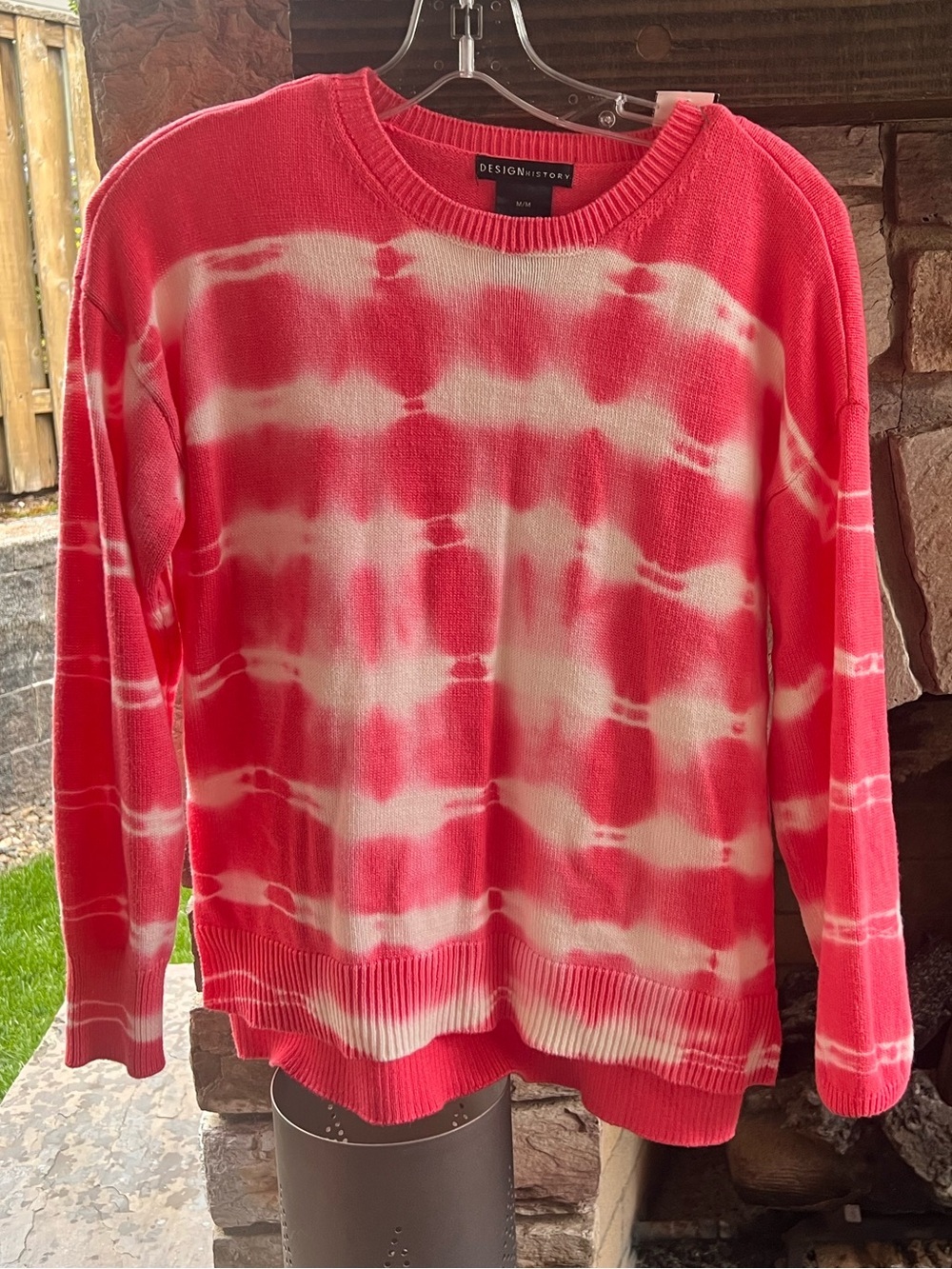 Design History Pink and White Tie-Dye Crewneck Sweater -Medium